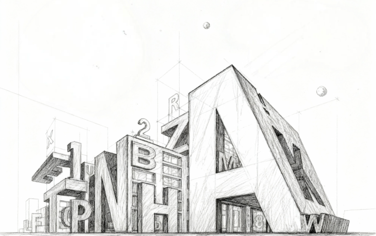 建築構造を線画で表現したビジュアル